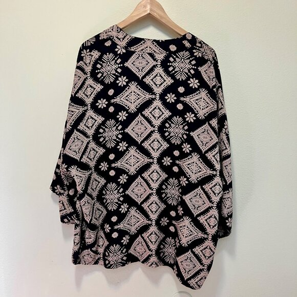 Anthropologie ANDERSEN & LAUTH Black & Beige Geometric Open Front Kimono Size AL - Picture 9 of 9